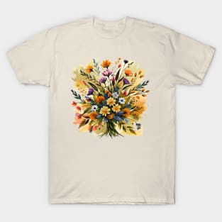 Ink wash painting of wildflowers T-Shirt